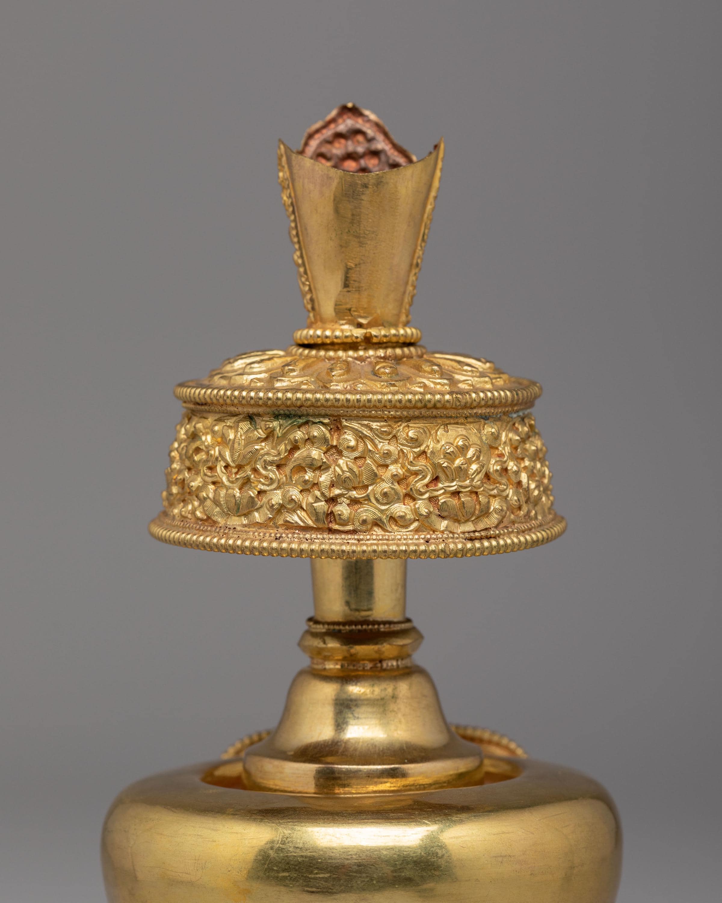 Handmade Tibetan Ritual Bhumba Set | Gold Plated Buddhist Ritual Vase