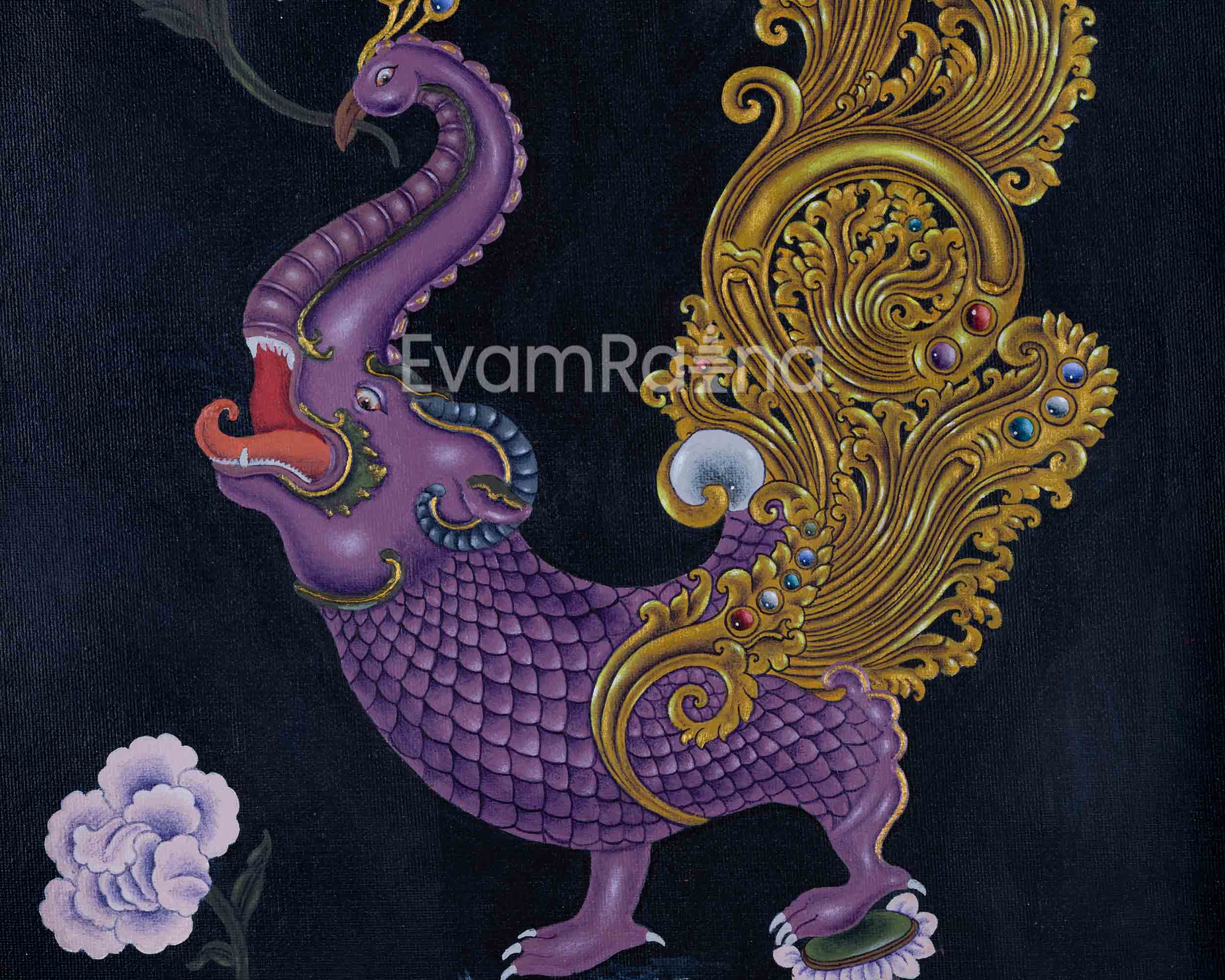 Hiti Manga Thangka Print | Traditional Makara | Spiritual Gifts