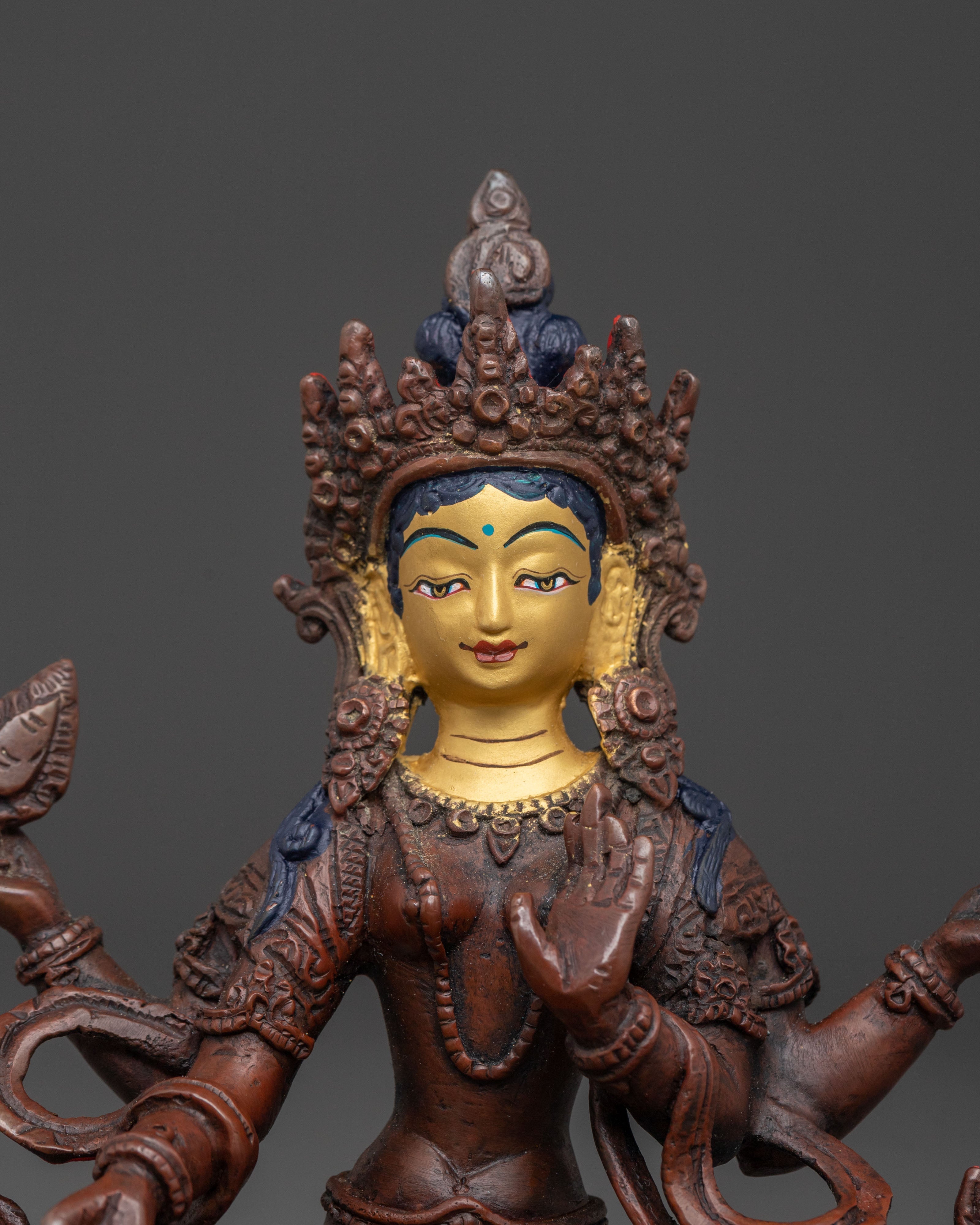 Handmade Devi Laxmi Statue | Oxidized Copper Altar Sculpture