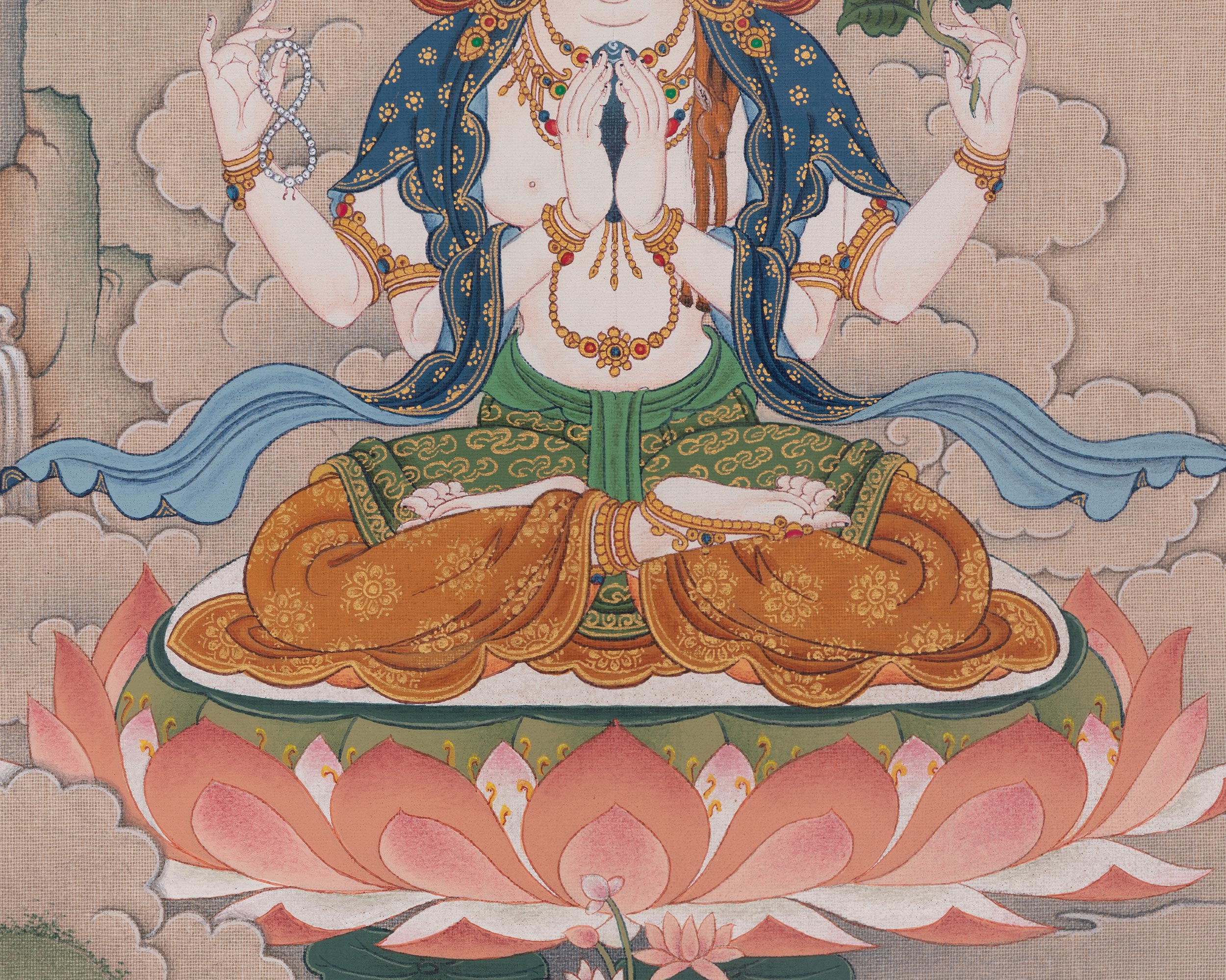 Chenrezig Devotional Painting | Compassion Buddha | Traditional Thangka