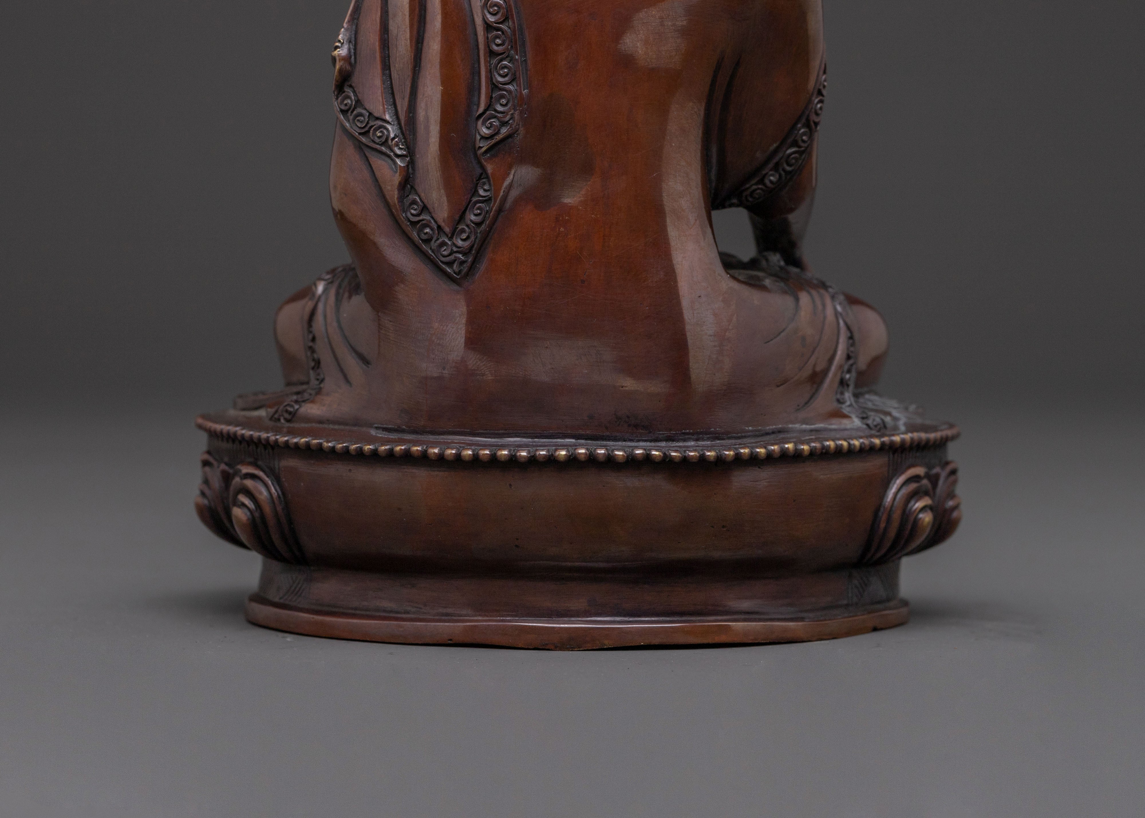 Historical Shakyamuni Buddha: Oxidized Copper Statue