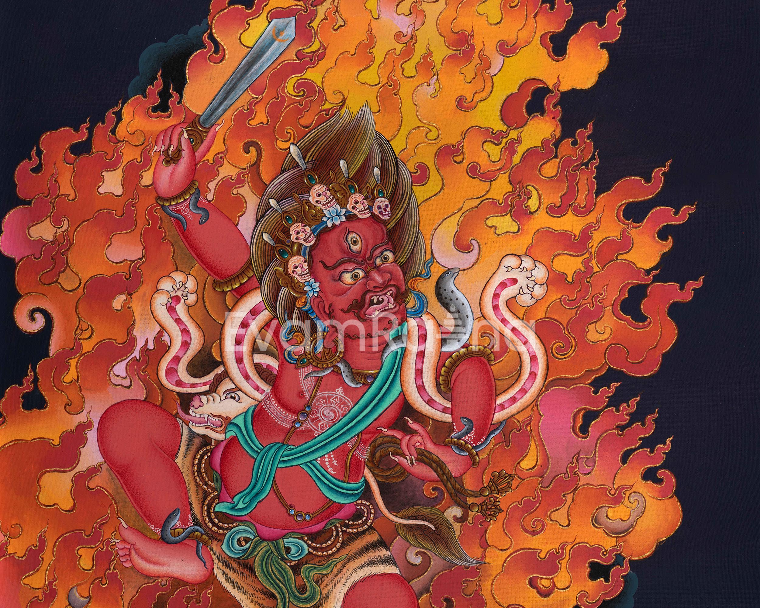 Khadgapani Goddess Thangka Print | Traditional Himalayan Artwork