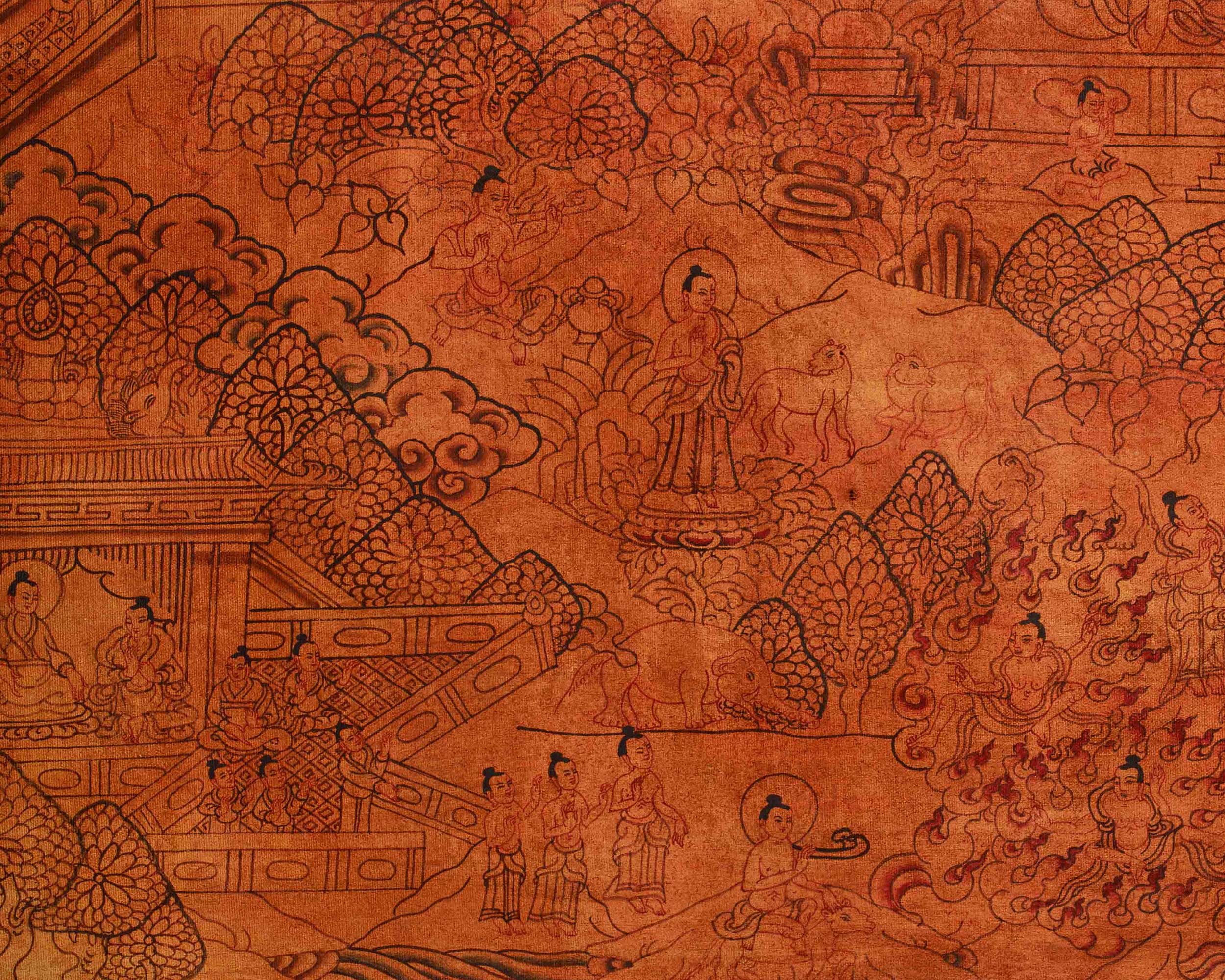 Sacred Thangka Of Buddha Life Story | Spiritual Journey of Enlightenment | Traditional Himalayan Art