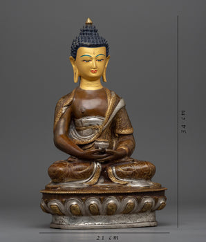 Dhyani Buddha Amitabha Sculpture | Gold-Plated Himalayan Art