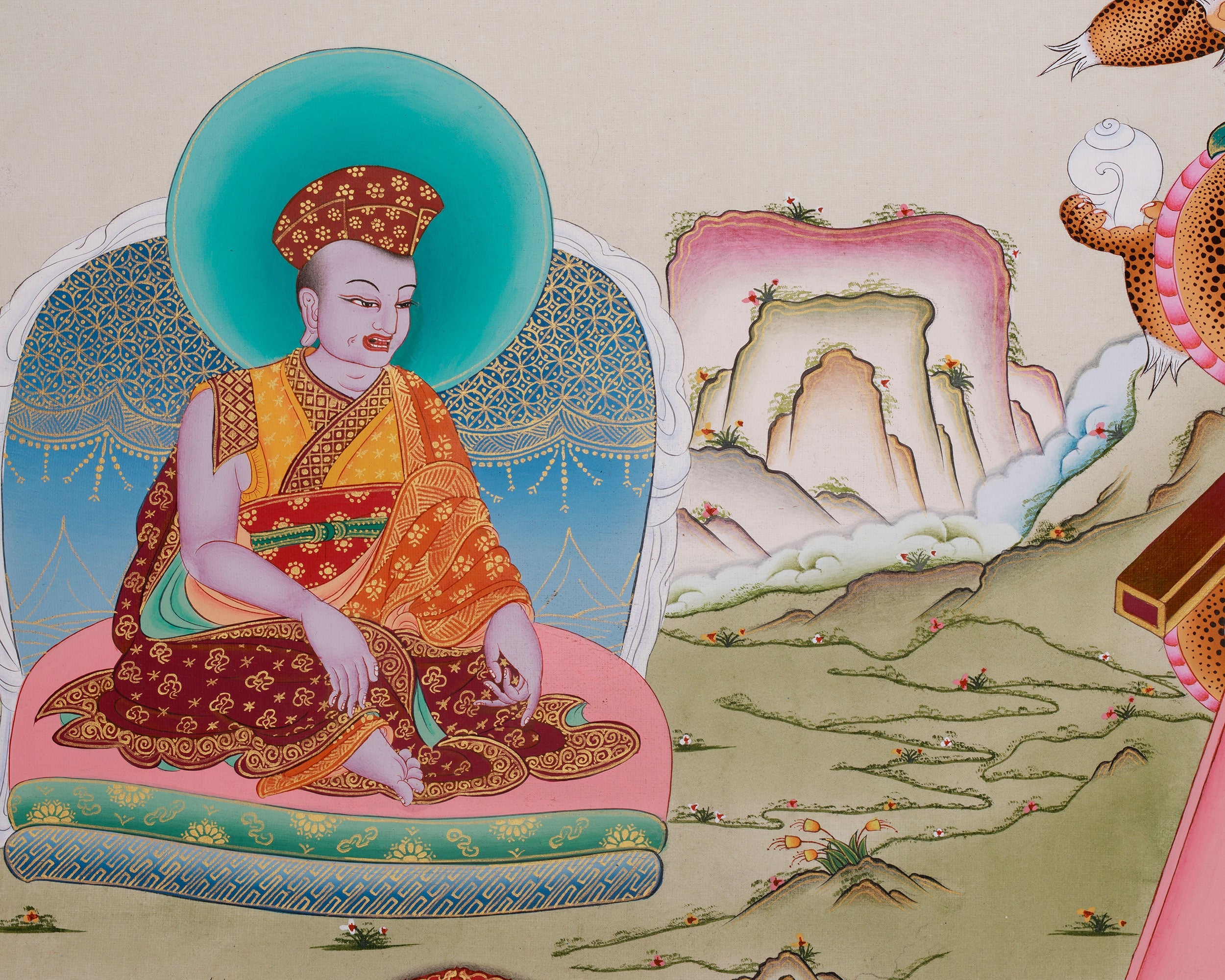 Traditional Thangka of Gompopa | Kagyu Lineage Master Buddhist Art