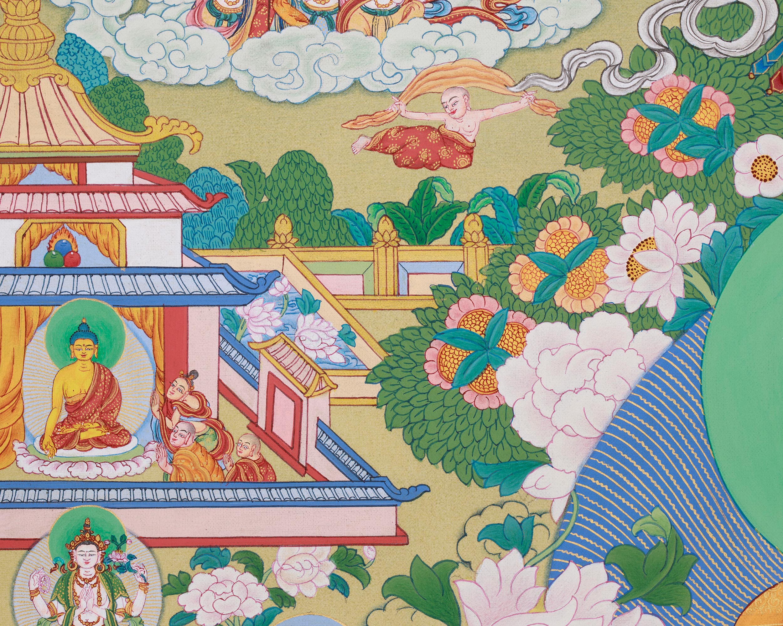 Amitabha Singham Thangka | The Buddha of Boundless Compassion and Light