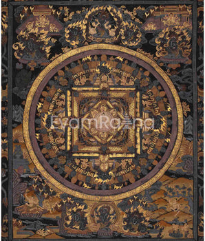 Old Pure Gold and Black Vintage Buddha Mandala