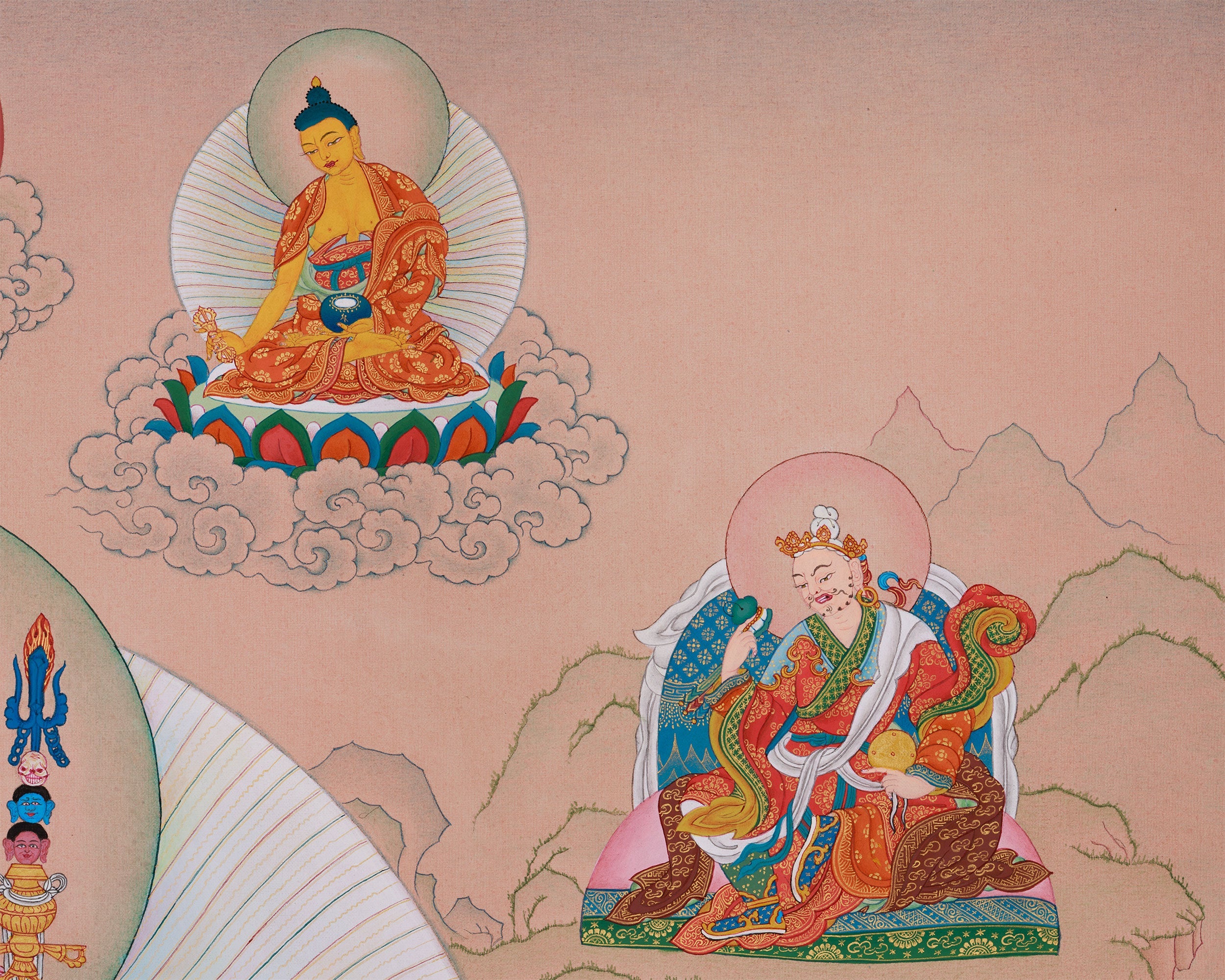 Majestic Thangka of Eight Manifestations of Guru Padmasambhava | Iconic Forms of the Lotus-Born Master
