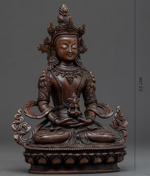 Amitayus Bodhisattva Copper Sculpture | Traditionally Hand Carved Statue