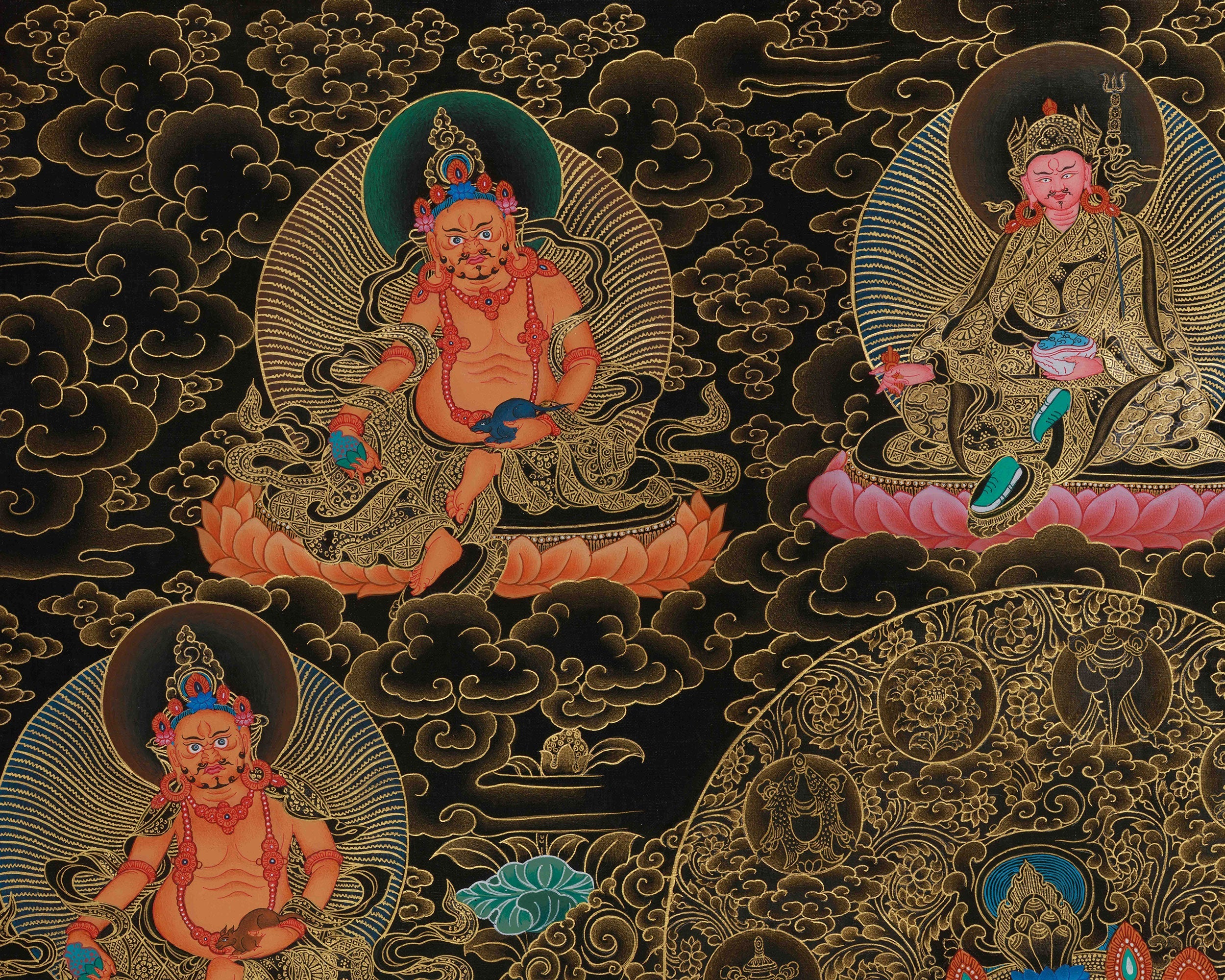 Wealth Deity, Dzambhala Thangka Print | Giclee Canvas Art of Prosperity and Protection