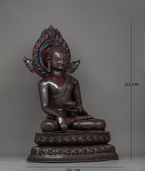 Enlighten Teacher Shakyamuni Buddha Oxidized Statue | A Majestic Symbol of Serene Wisdom
