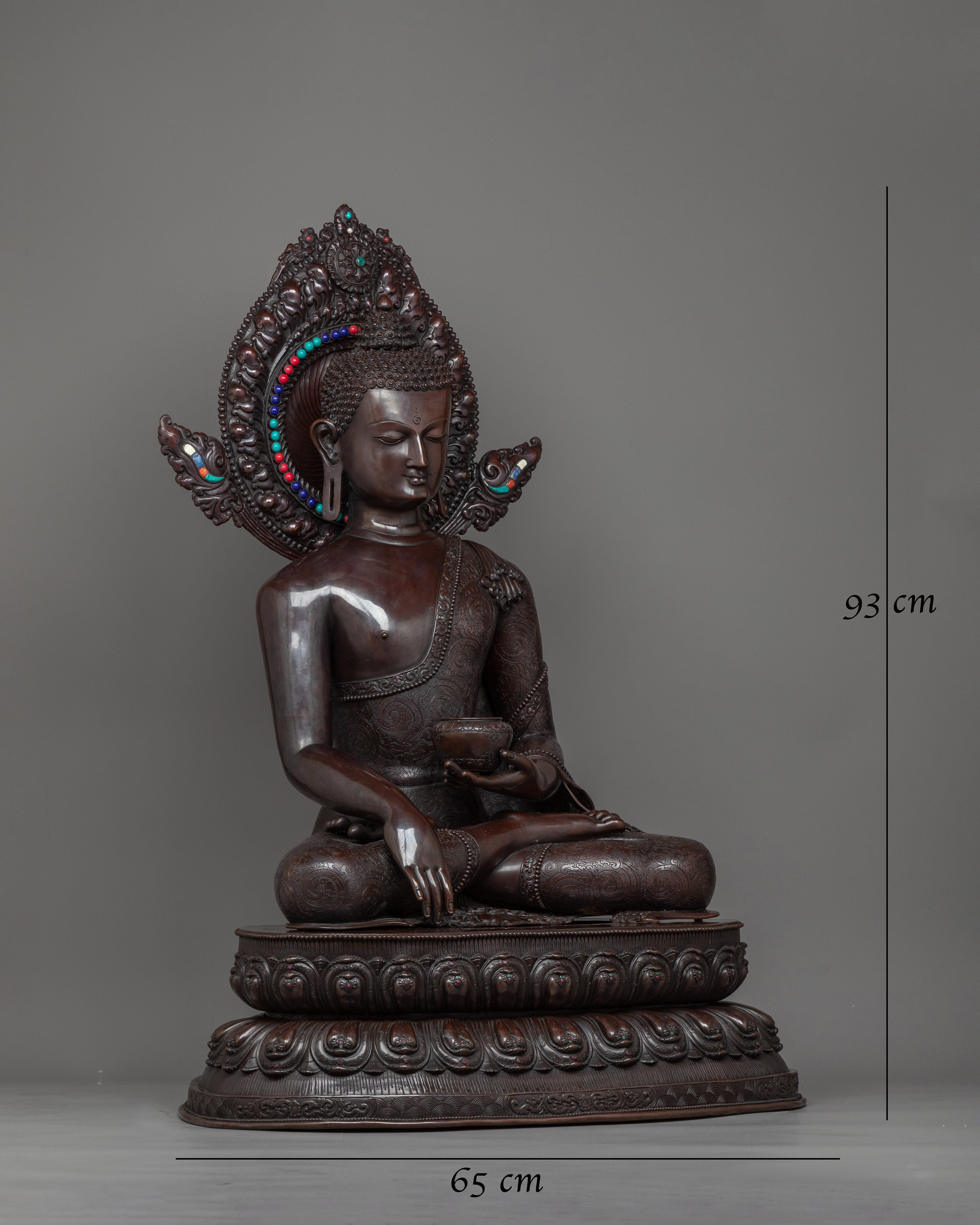 Enlighten Teacher Shakyamuni Buddha Oxidized Statue | A Majestic Symbol of Serene Wisdom