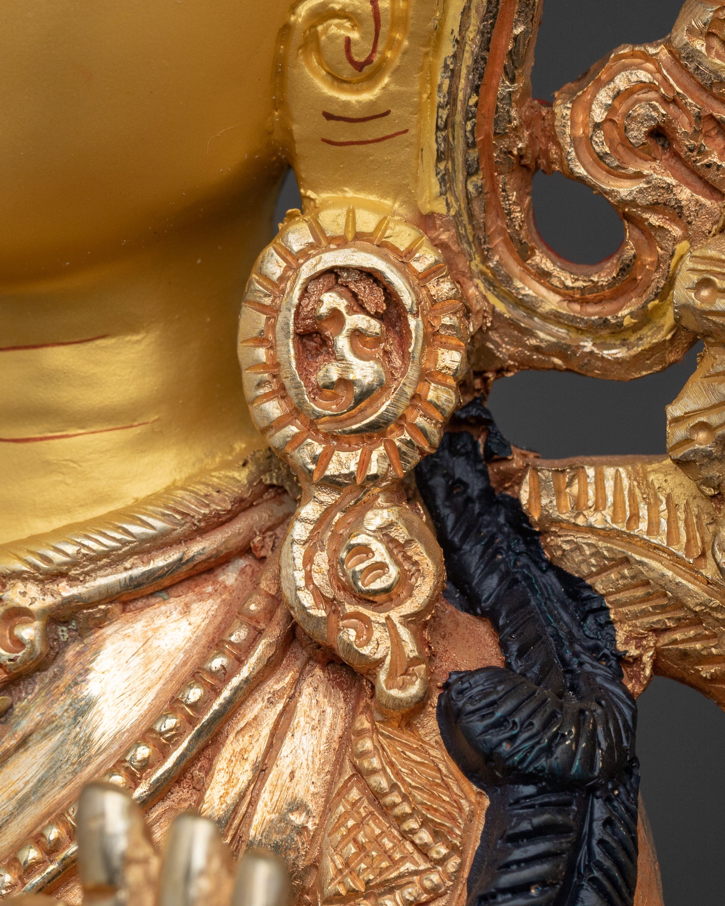 Manjushri Sacred Figurine | Copper Wisdom Deity Sculpture with Gold Plating