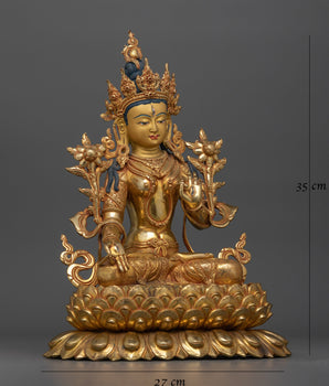 Nepalese Handmade White Tara Statue | Embodiment of Compassion and Healing