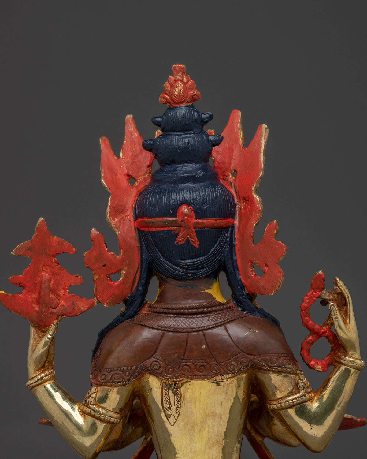 Handmade Avalokiteshvara Copper Statue | 24K Gold Gilded Chenrezig