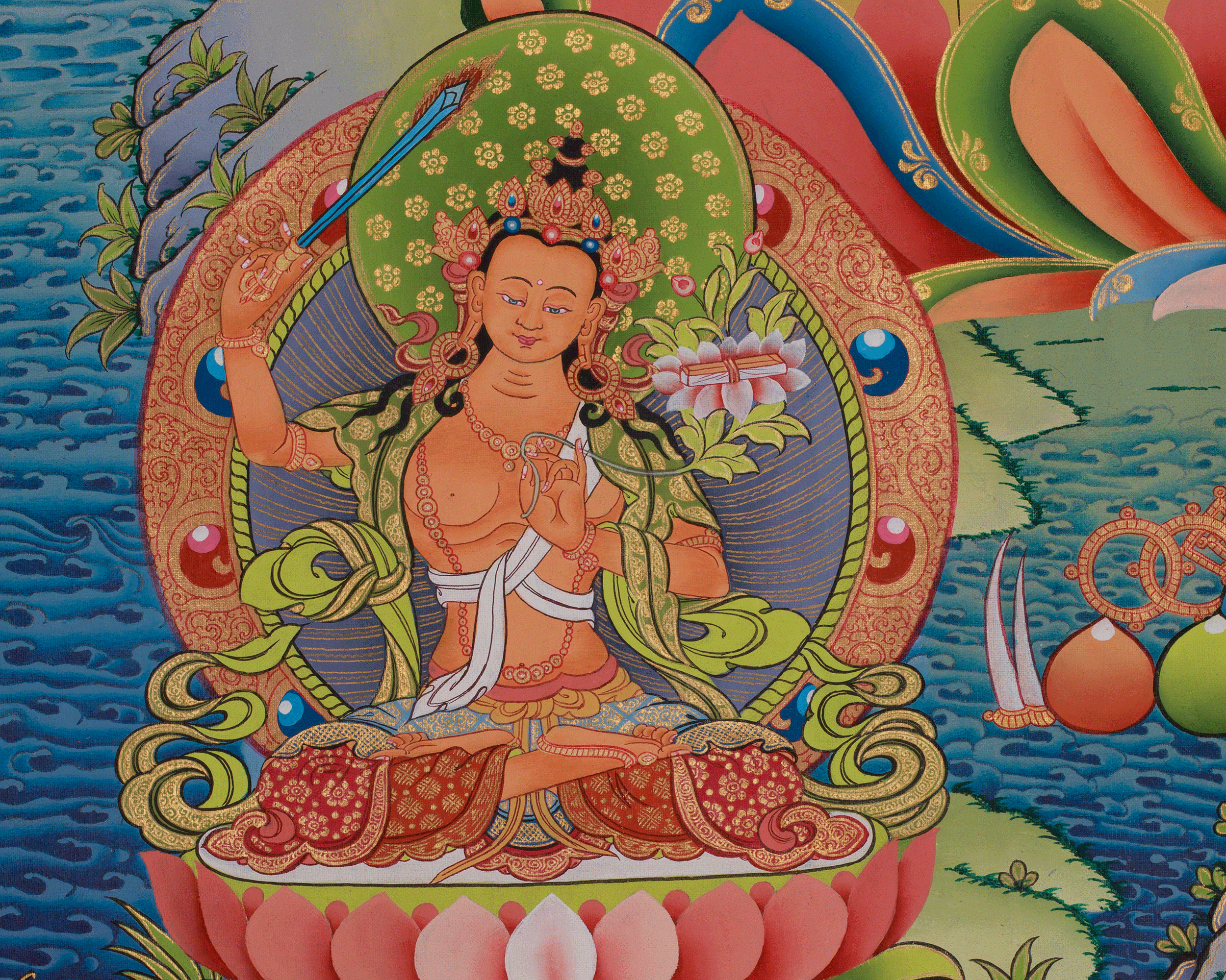 Four-armed Chenrezig Art | Sacred Avalokiteshvara Thangka
