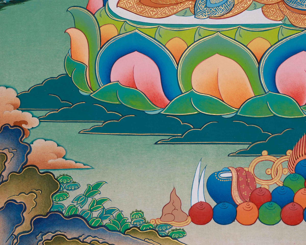 Traditional Red Chenrezig Thangka | Sacred Art of Compassion