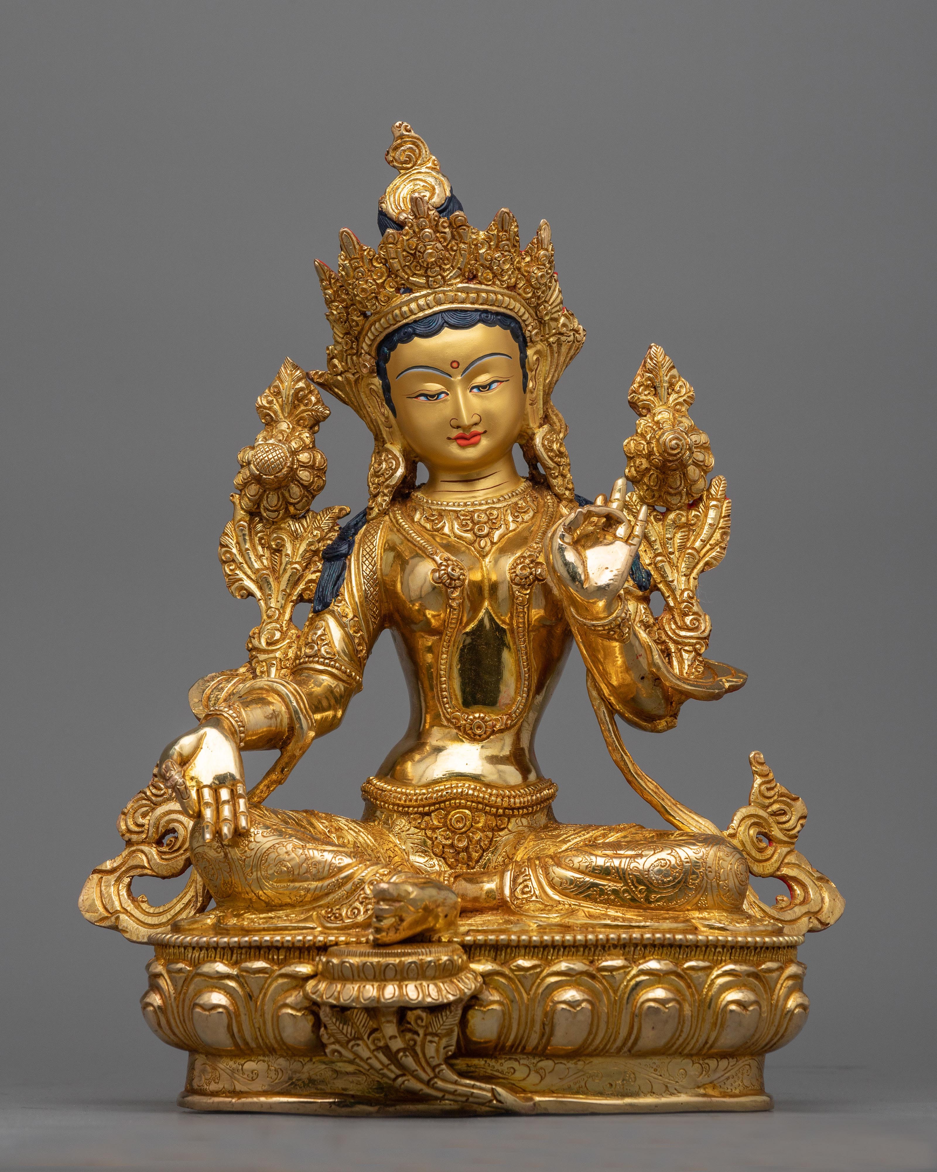 beautiful-copper-statue-of-green-tara
