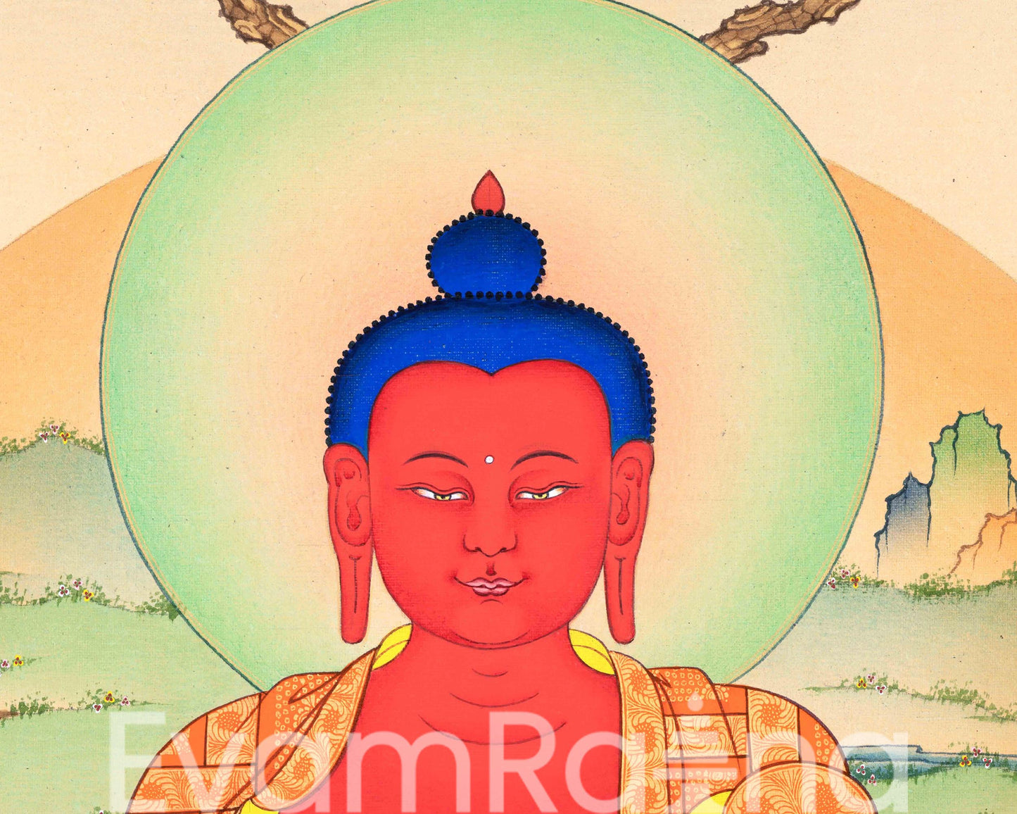 High-Quality Amitabha Buddha Thangka Print | The Buddhist Deity of Long Life Canvas Art