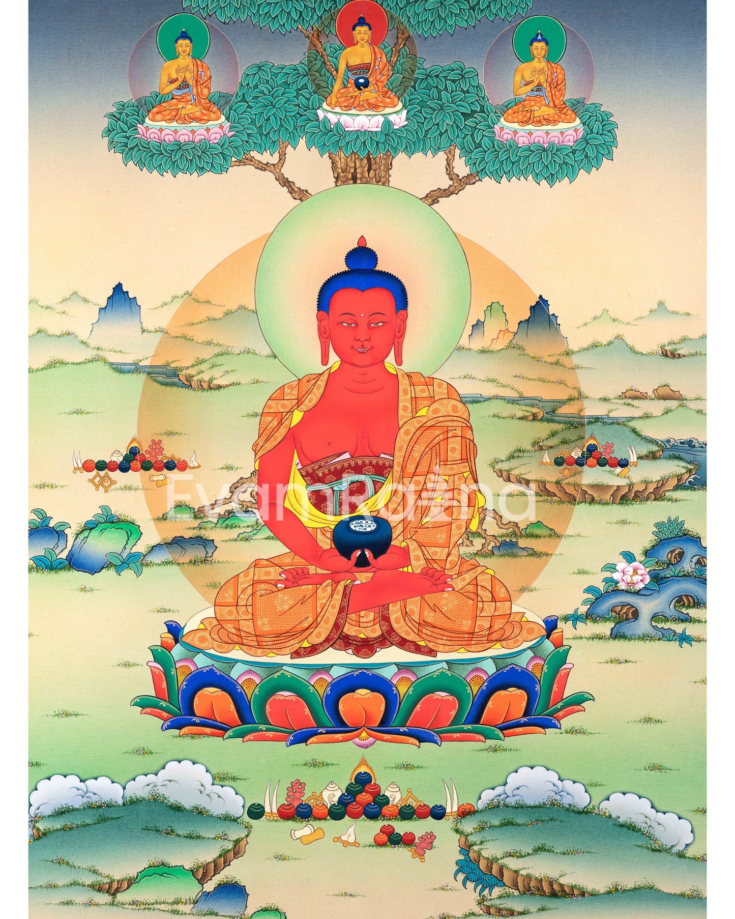 High-Quality Amitabha Buddha Thangka Prin