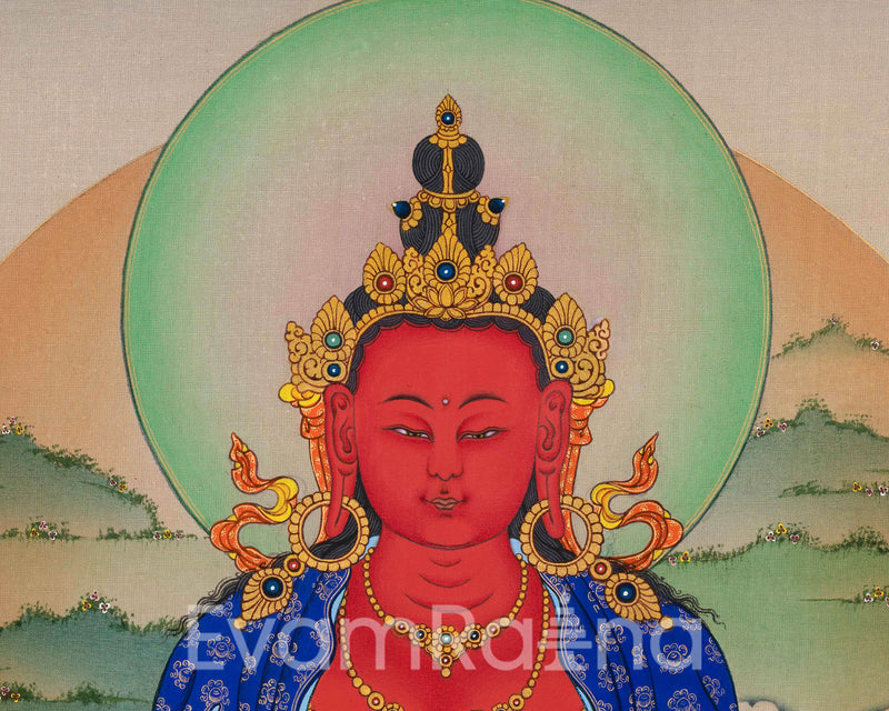 The Buddha of Long Life, Amitayus Print | Traditional Tibetan Poster For Wall Decoration