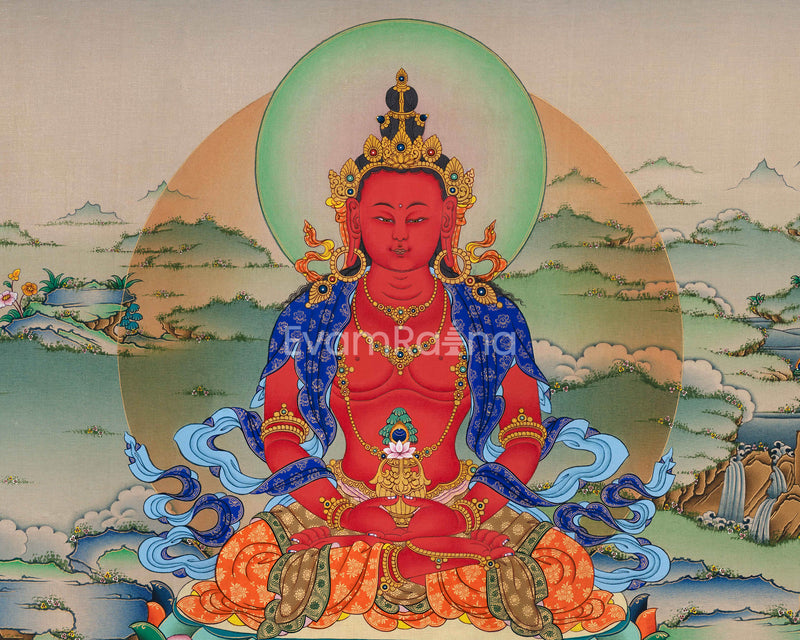 The Buddha of Long Life, Amitayus Print | Traditional Tibetan Poster For Wall Decoration