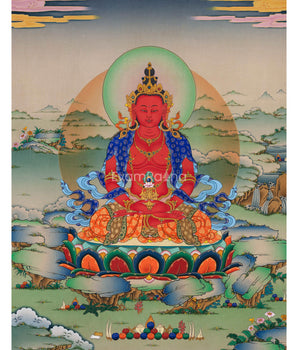 The Buddha of Long Life, Amitayus Print | Traditional Tibetan Poster For Wall Decoration