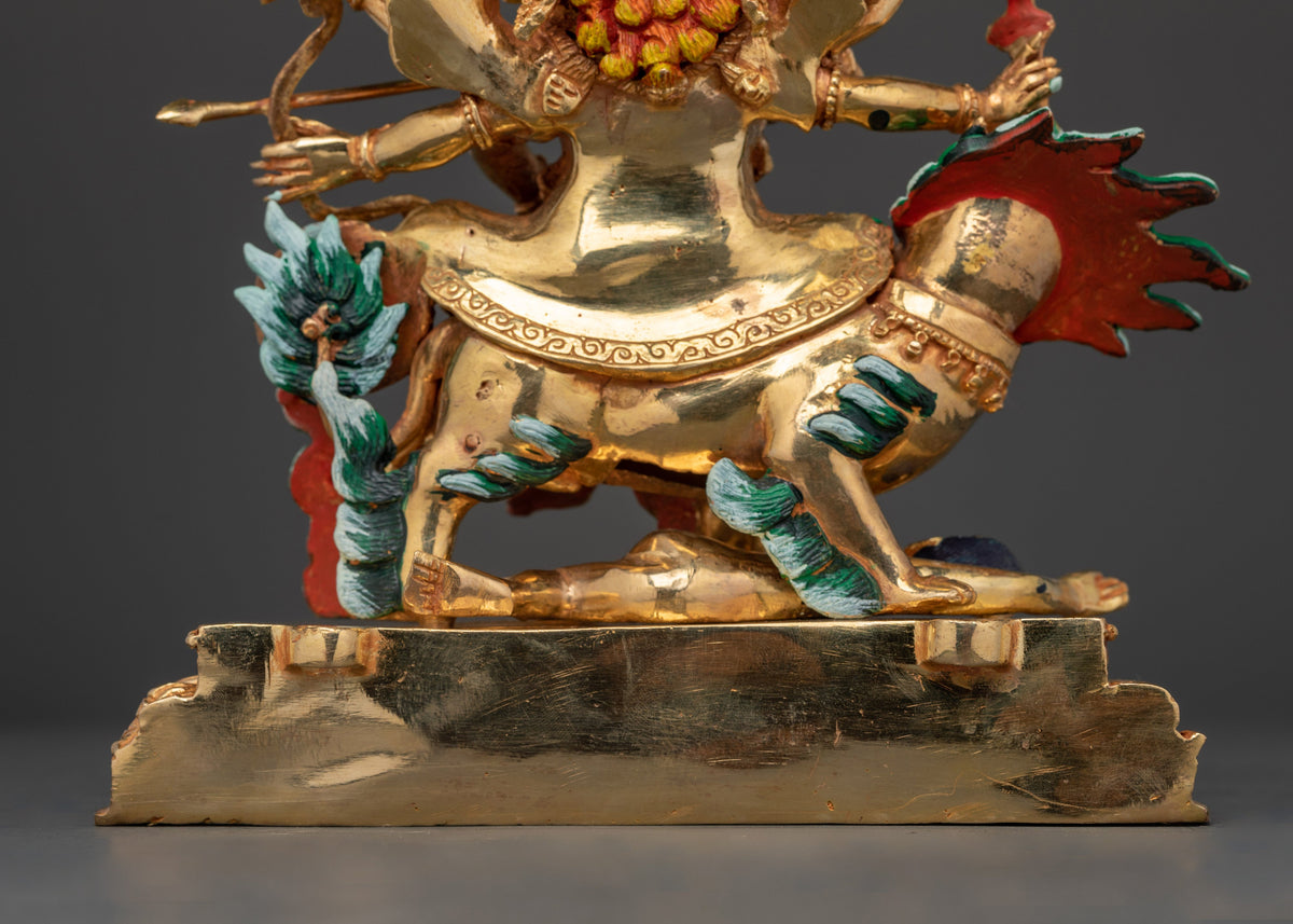 24K Gold Gilded Pehar Gyalpo Figurine | Tibetan Protector