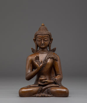 Amogasiddhi Buddha Statue in Oxidized Copper 