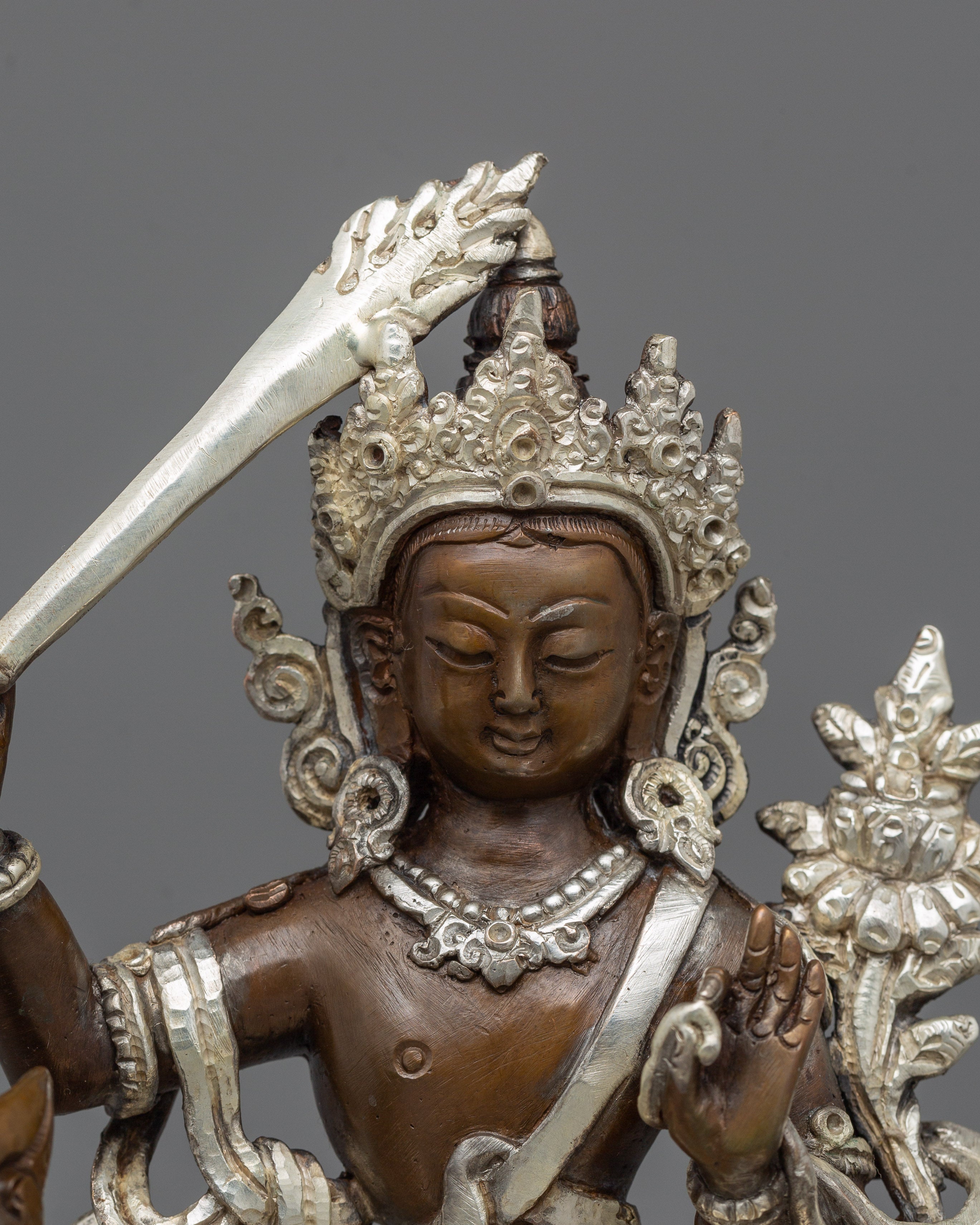 Traditional Sacred Simhanada Manjushri Statue | Embodiment of Wisdom