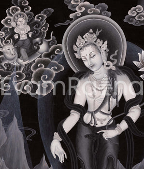 Avalokiteshvara Bodhisattva Traditional Newari Painting Print | Wall Hanging Of Chenrezig The Bodhisattva Of Compassion