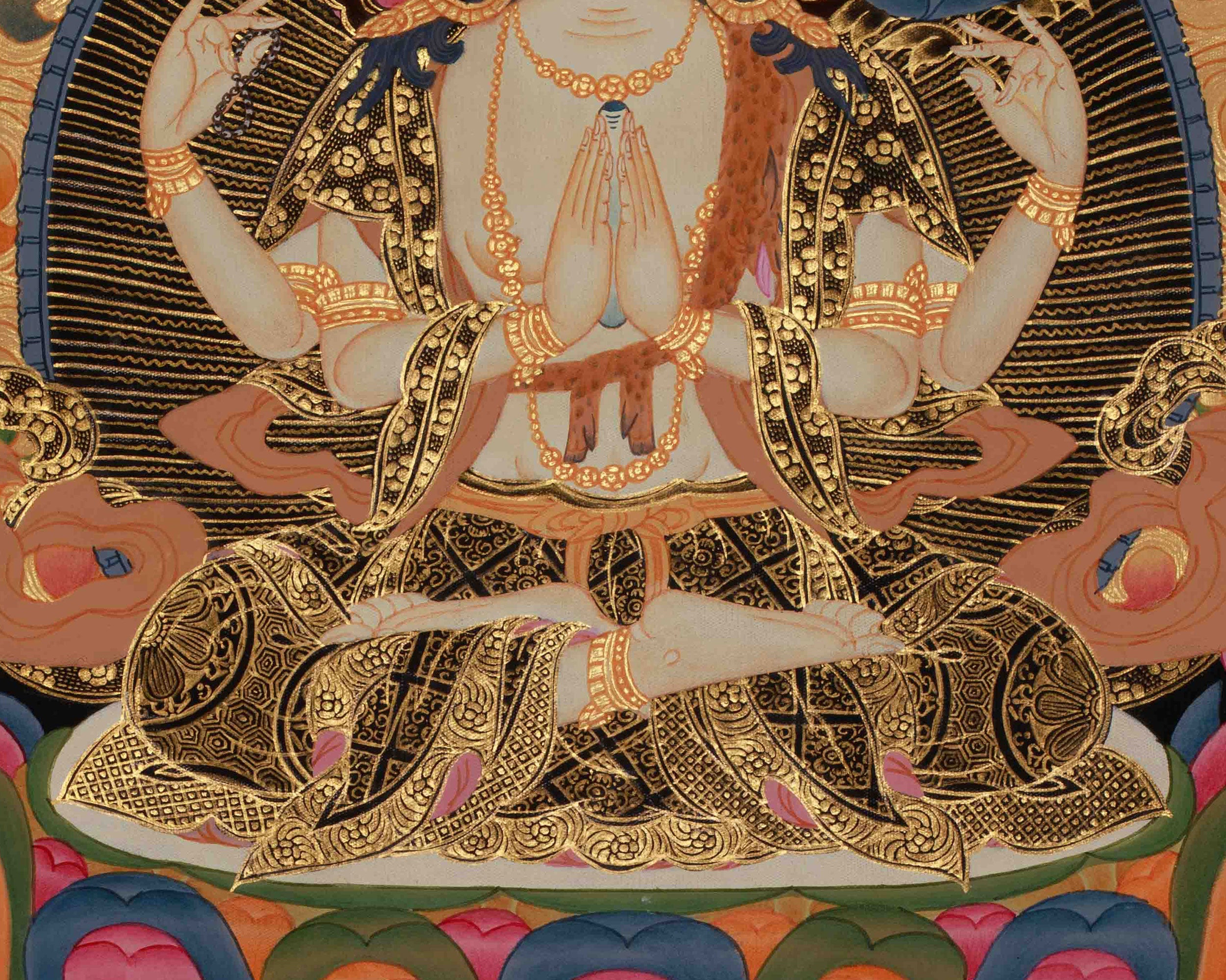 Chenrezig Spiritual Thangka | Avalokiteshvara Compassion Art