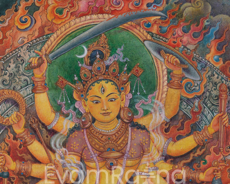 The Grand Bhagwati Giclee Print For Mantra Practice | Himalayan Art For Spiritual Room Decoration