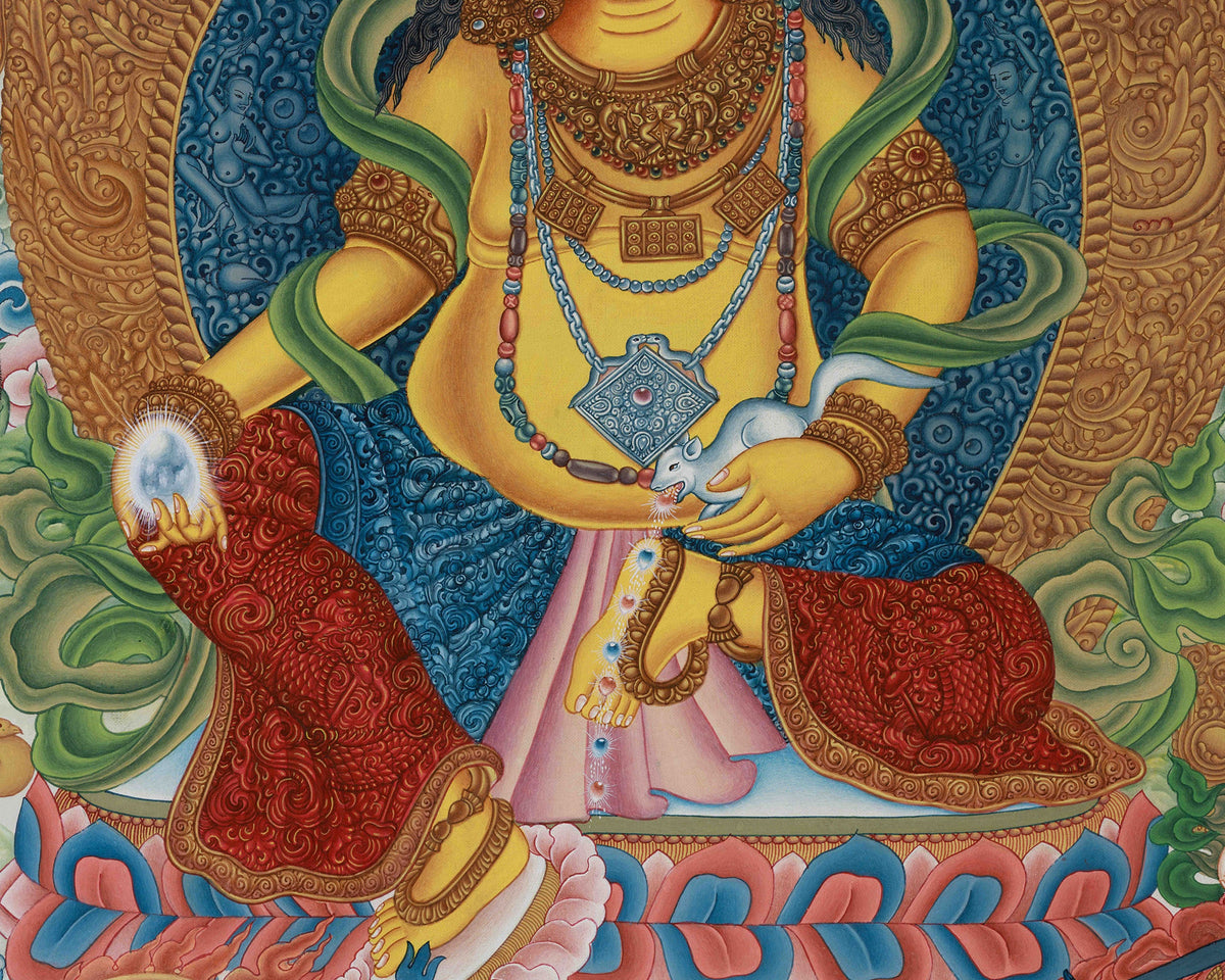 Deity of Wealth, Yellow Dzambhala | Guardian of Prosperity on Cotton Canvas