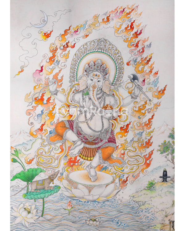 Jai Ganesh Aarti Print As Spiritual Room Decor