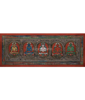 5 Buddhas Giclee Print For Meditation and Mindfuless