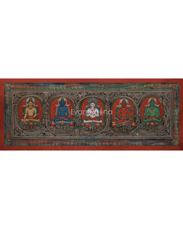 5 Buddhas Giclee Print For Meditation and Mindfuless