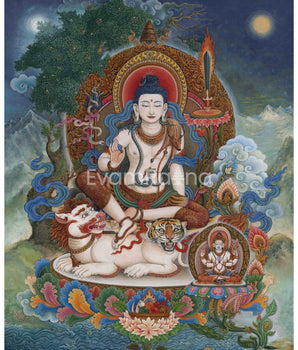 Simhanada Avalokiteshvara Seated On A Roaring Lion Print