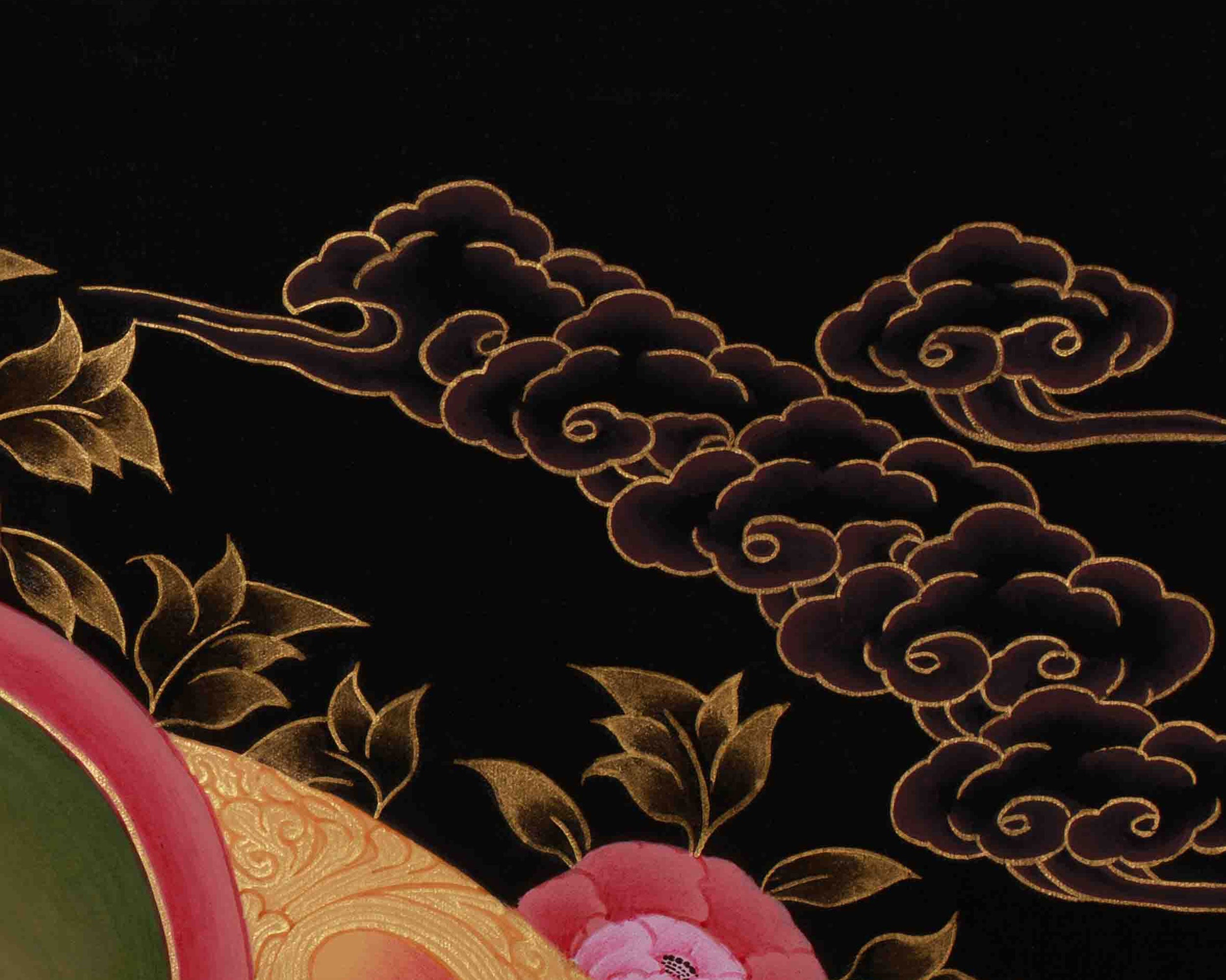 Dzambhala Prosperity Thangka | Hand Painted Buddhist Wealth Deity Art