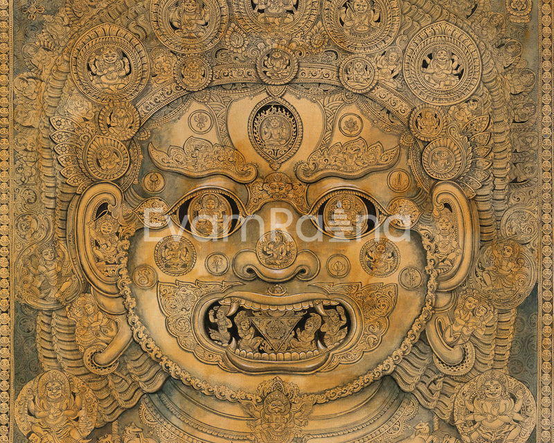 Head Of Bhairava On A Canvas Art | Thangka Print For Room Decoration, Wall Hanging