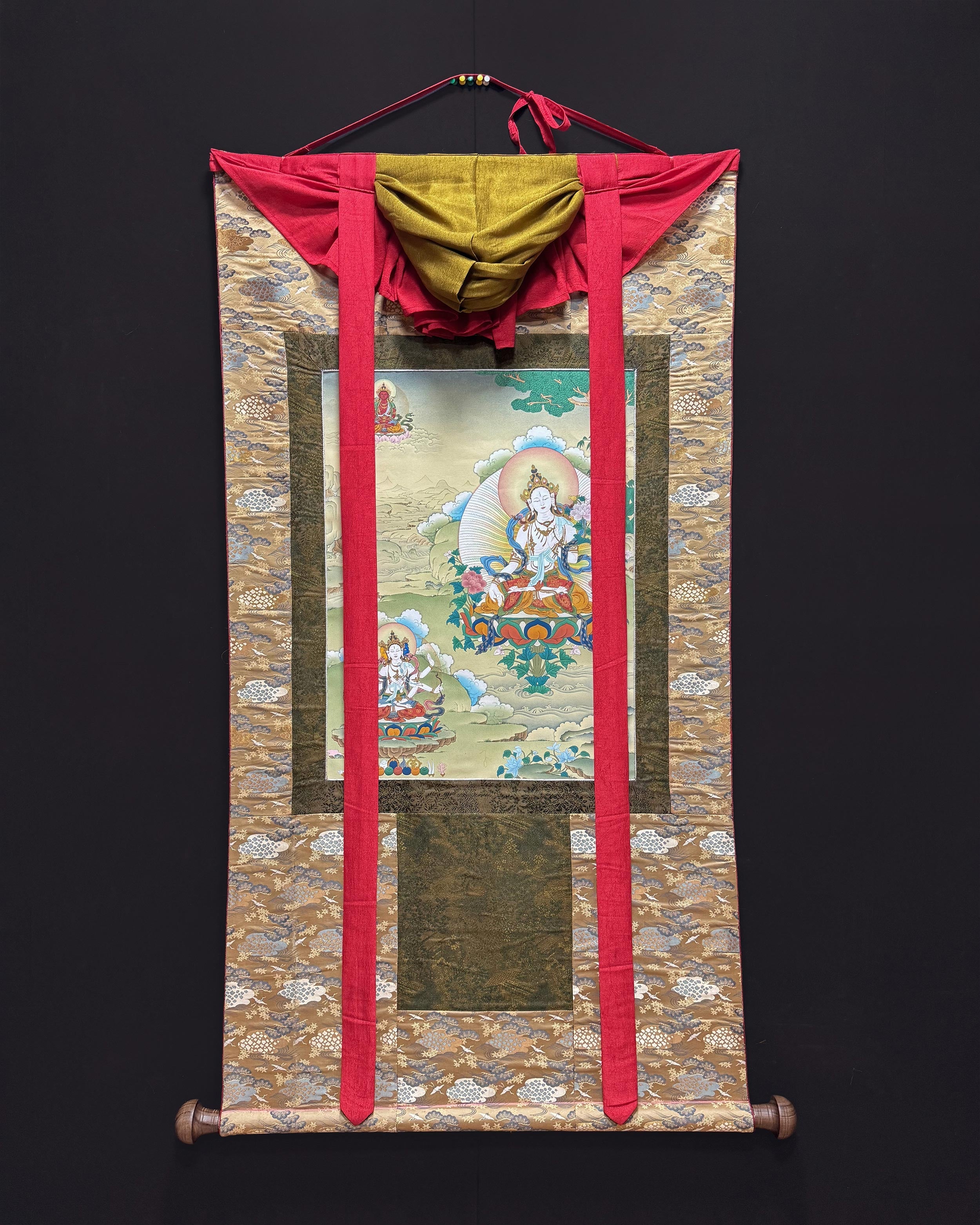 Goddess White Tara Thangka | Symbol Of Compassion with Brocade