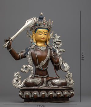 Manjushri Buddha Statue | Hand-Carved Bodhisattva of Wisdom Statue