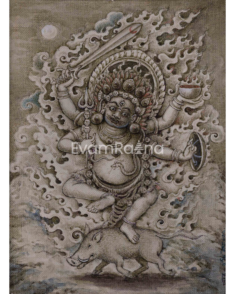 Thangka Print To Practice Mahakala Mantra 