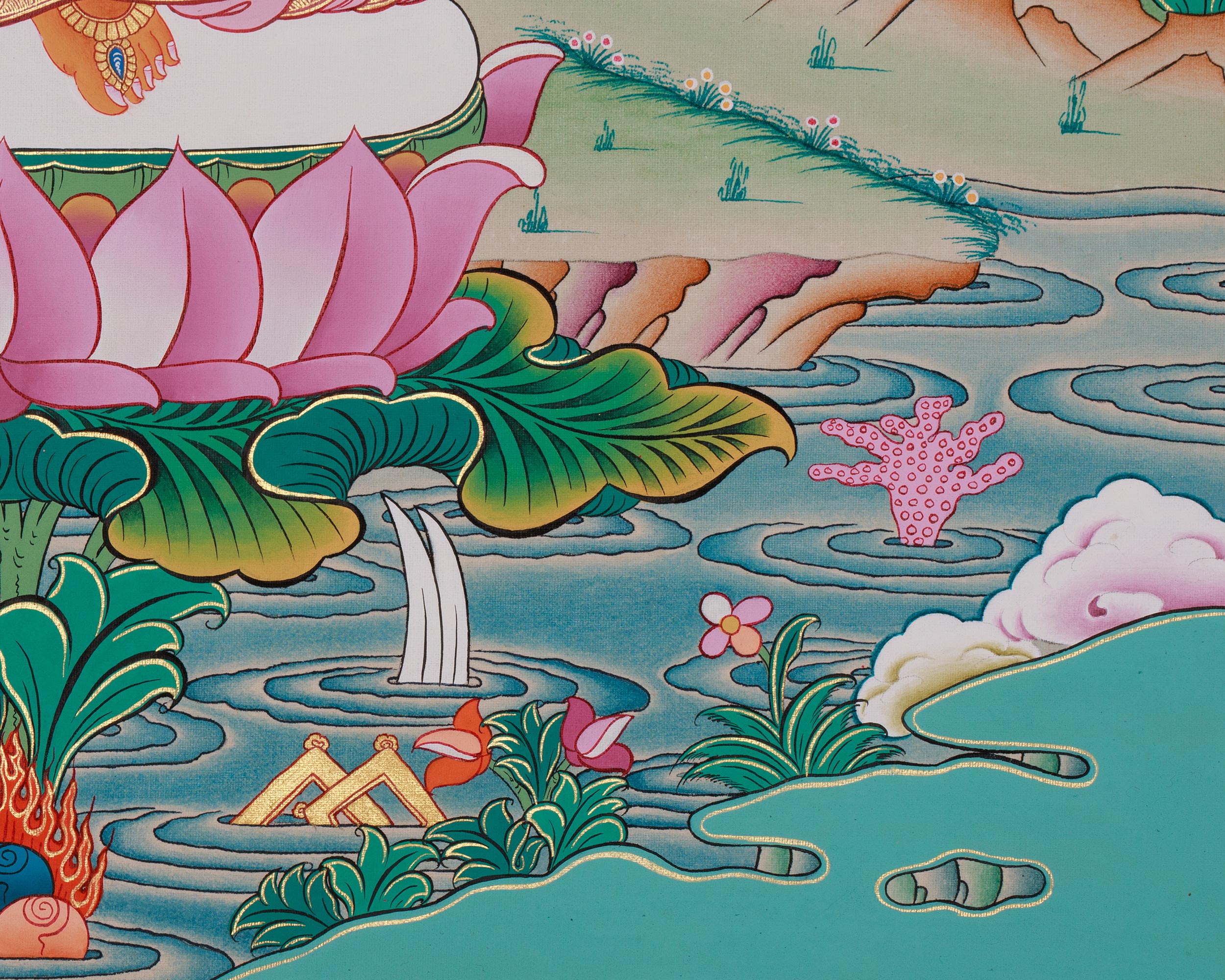 Standing Manjushri Thangka | Sacred Himalayan Wisdom Deity