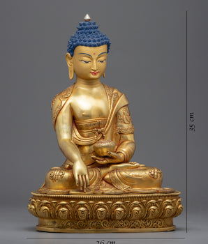 Genuine Gold-Gilded Buddha Shakyamuni Sculpture | Religious Buddha Statue