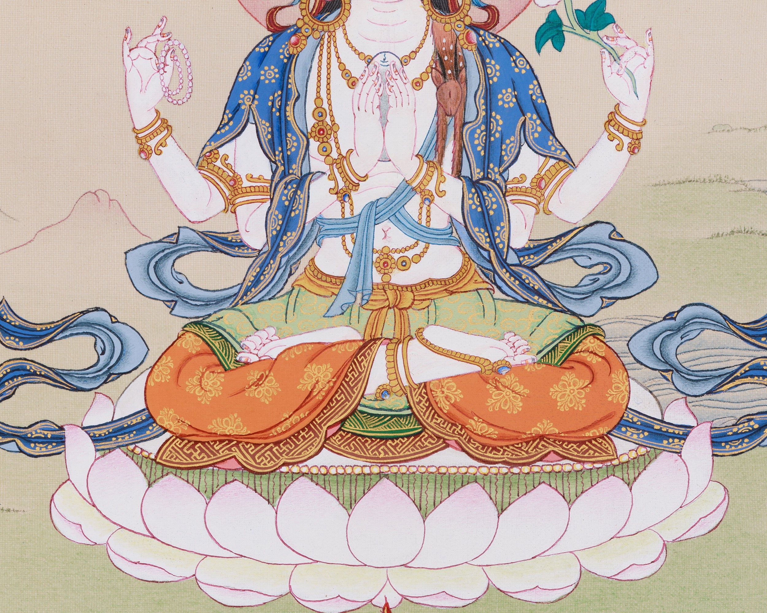 Bodhisattva of Compassion, Avalokiteshvara | A Sacred Thangka of Mercy and Protection
