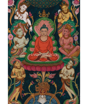 Traditional Tibetan Thangka Print For Shakyamuni Buddha Teachings Practice