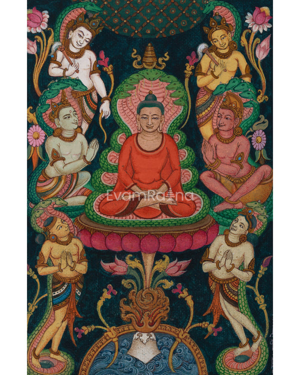 Traditional Tibetan Thangka Print For Shakyamuni Buddha Teachings Practice 