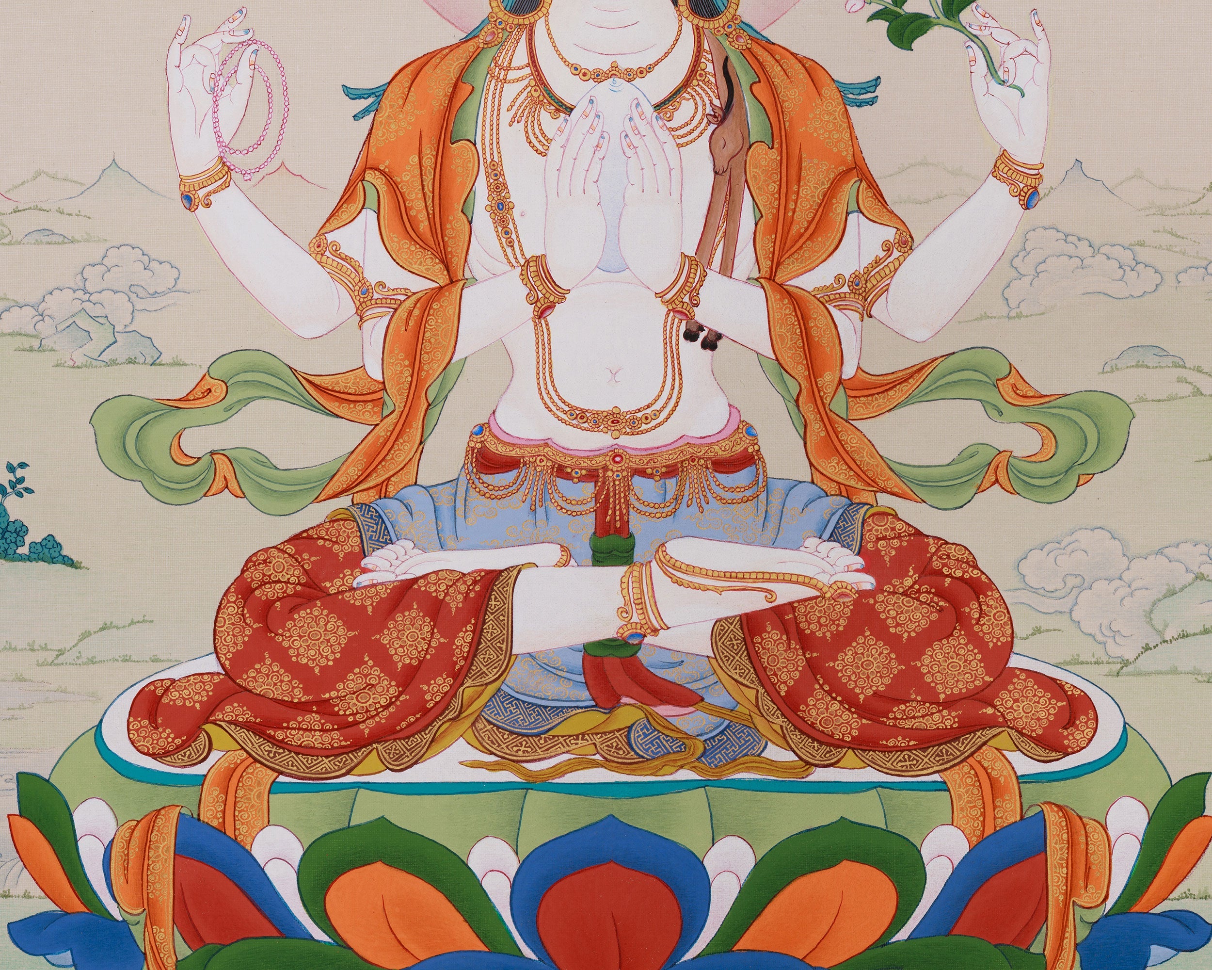 Universal Compassion Thangka of Avalokiteshvara | Chenrezig Thangka