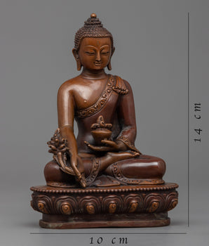 Medicine Buddha Mantra Practice Sculpture | Oxidized Copper Buddhist Statue